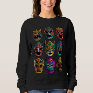 Retro Lucha Libre Masks Freestyle Wrestling Fight Sweatshirt
