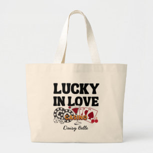 Retro Lucky In Love Vegas Bachelorette Large Tote Bag
