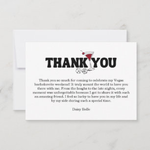 Retro Lucky In Love Vegas Bachelorette   Thank You Card