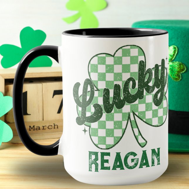 Retro Lucky Shamrock St Patrick's Day Monogram Mug (Retro Lucky Shamrock St Patrick's Day Monogram Mug)