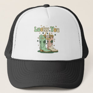 Retro Lucky You Cowboy Boots St. Patrick’s Day Trucker Hat