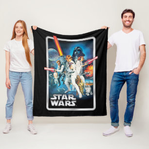 Retro Luke Skywalker, Leia, & Han Solo Theatrical Fleece Blanket