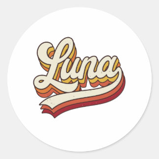 Retro Luna Name 70s Vintage Design Classic Round Sticker