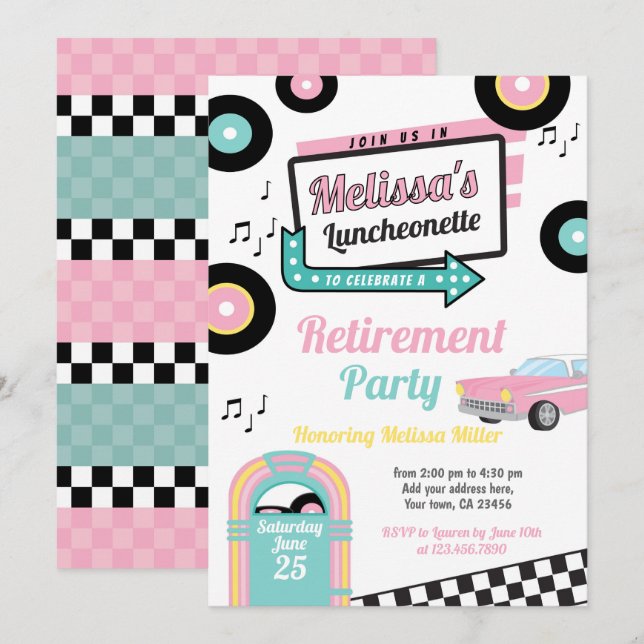 Retro Luncheonette Diner Party Invitation (Front/Back)