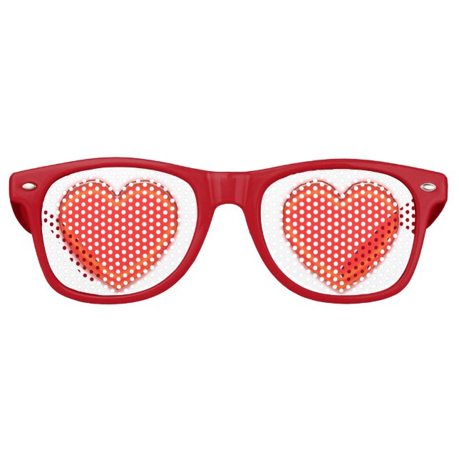 Retro Lunettes de fête - Coeurs rouges (Devant)