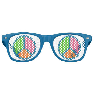 Retro Lunettes de fête des signes de paix colorées