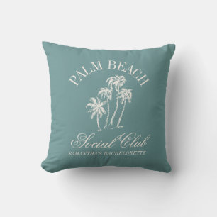 Retro Luxe Bachelorette Party Social Club Outdoor Pillow