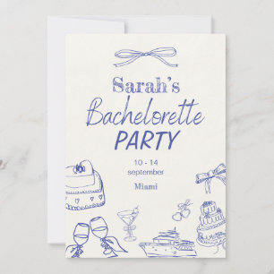 Retro Luxe Beach   Editable Bachelorette Invitation