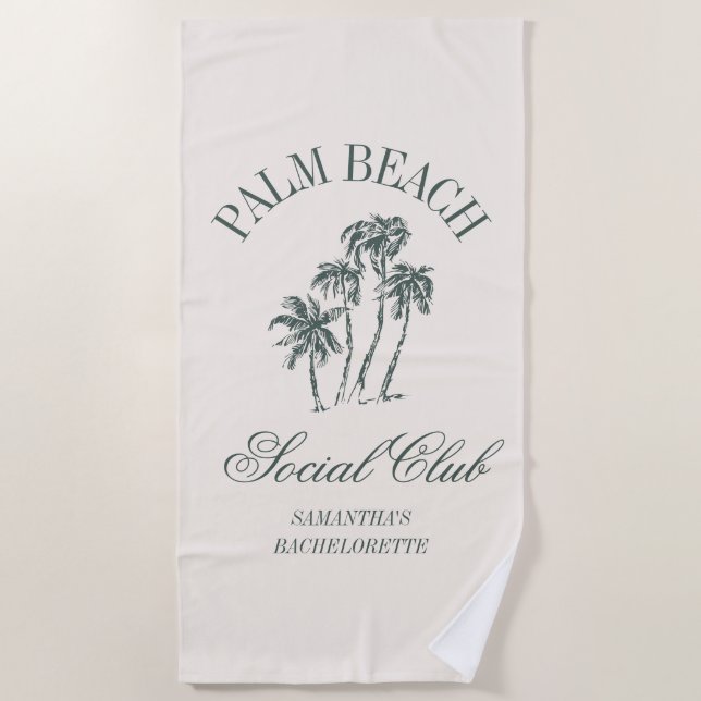 Retro Luxe Beach Social Club Logo Bachelorette  Towel (Front)