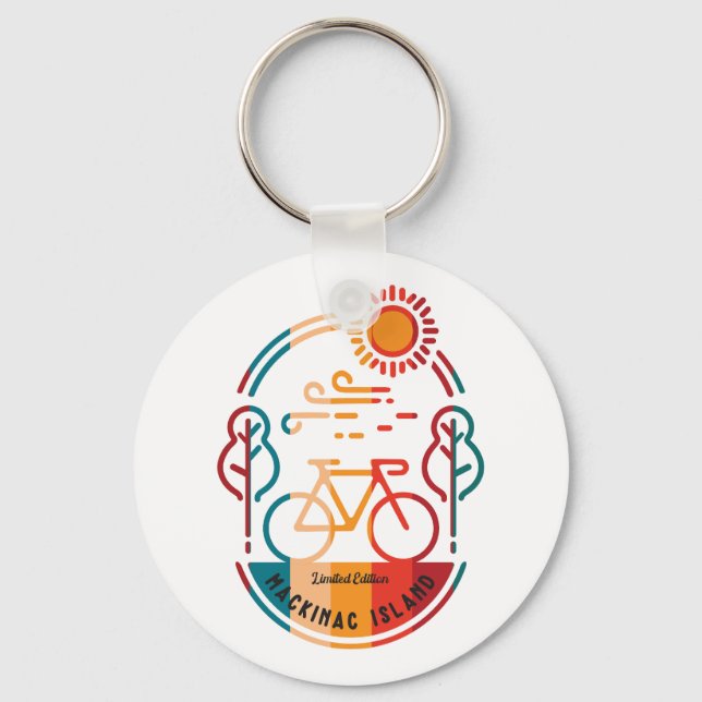 Retro Mackinac Island Bike Trail Keychain (Front)