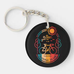 Retro Mackinac Island Bike Trail Keychain