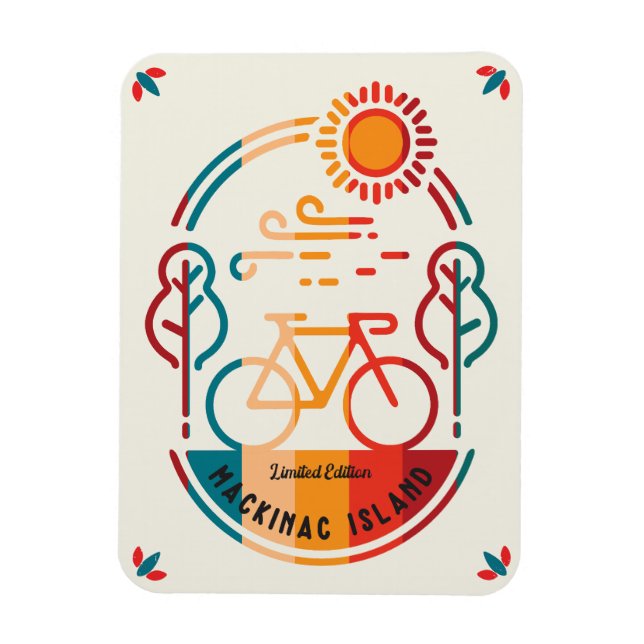 Retro Mackinac Island Bike Trail Magnet (Vertical)