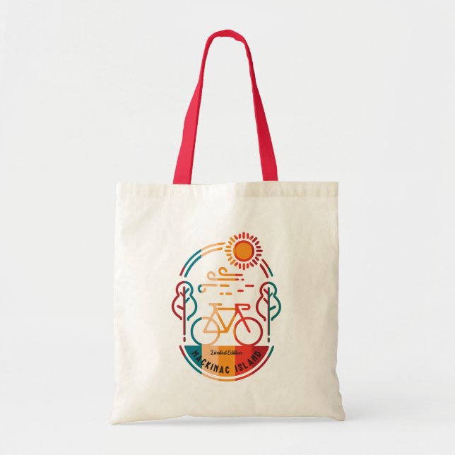 Retro Mackinac Island Bike Trail Tote Bag (Front)