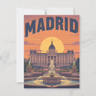 Retro Madrid Travel Postcard