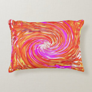 Retro Magenta and Autumn Colours Floral Swirl Accent Pillow