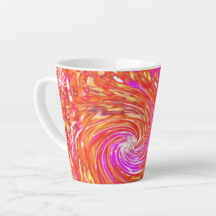 Retro Magenta and Autumn Colours Floral Swirl Latte Mug