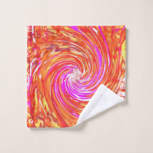 Retro Magenta and Autumn Colours Floral Swirl Wash Cloth