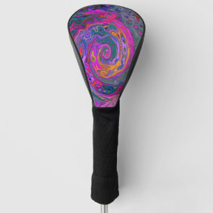 Retro Magenta, Green and Orange Abstract Swirl Golf Head Cover