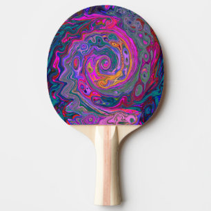 Retro Magenta, Green and Orange Abstract Swirl Ping Pong Paddle