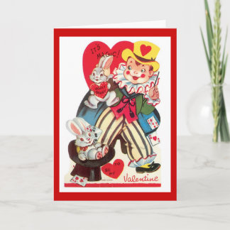 Retro Magic Clown Valentine's Day Card