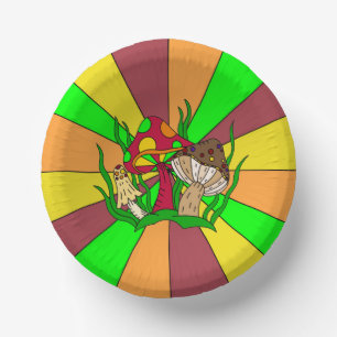 Retro Magic Mushrooms  Paper Plate