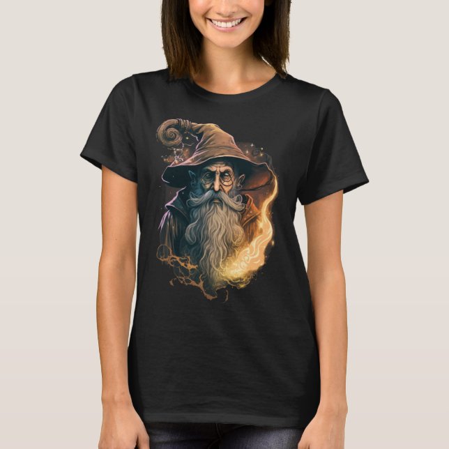 Retro Magical Wizard Fantasy T-Shirt (Front)