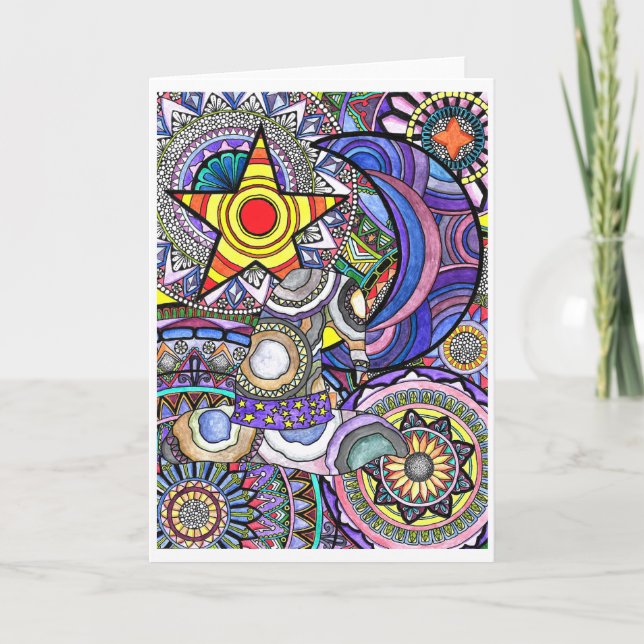 'Retro Magick' design blank greetings card (Front)