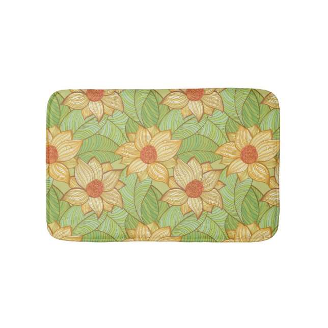 Retro Magnolia Pattern Bath Mat (Front)