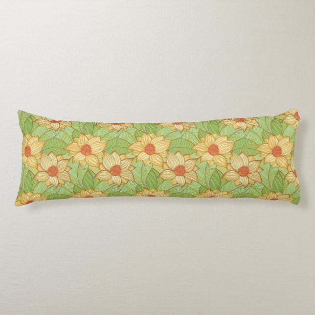 Retro Magnolia Pattern Body Pillow (Front)