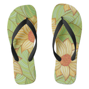 Retro Magnolia Pattern Flip Flops