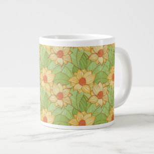 Retro Magnolia Pattern Large Coffee Mug