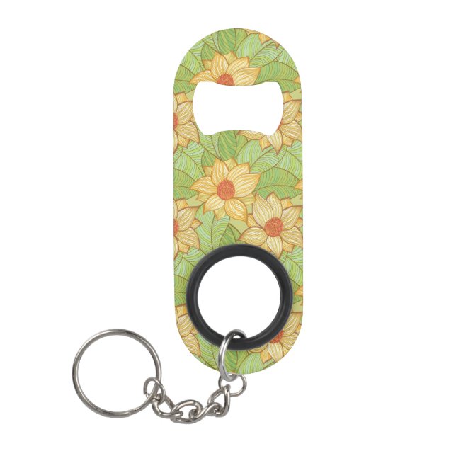 Retro Magnolia Pattern Mini Bottle Opener (Front)