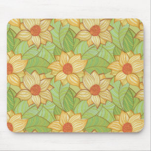 Retro Magnolia Pattern Mouse Pad