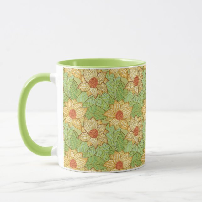 Retro Magnolia Pattern Mug (Left)