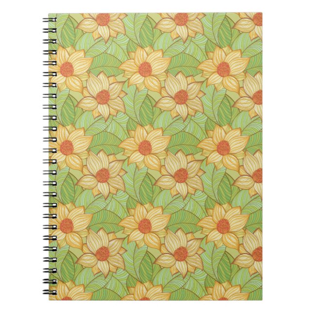 Retro Magnolia Pattern Notebook (Front)