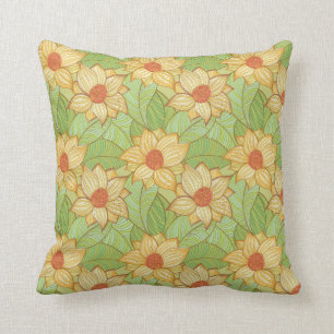 Retro Magnolia Pattern Throw Pillow