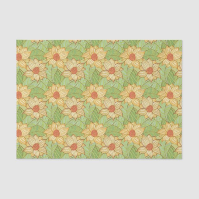 Retro Magnolia Pattern Tissue Paper (Front)