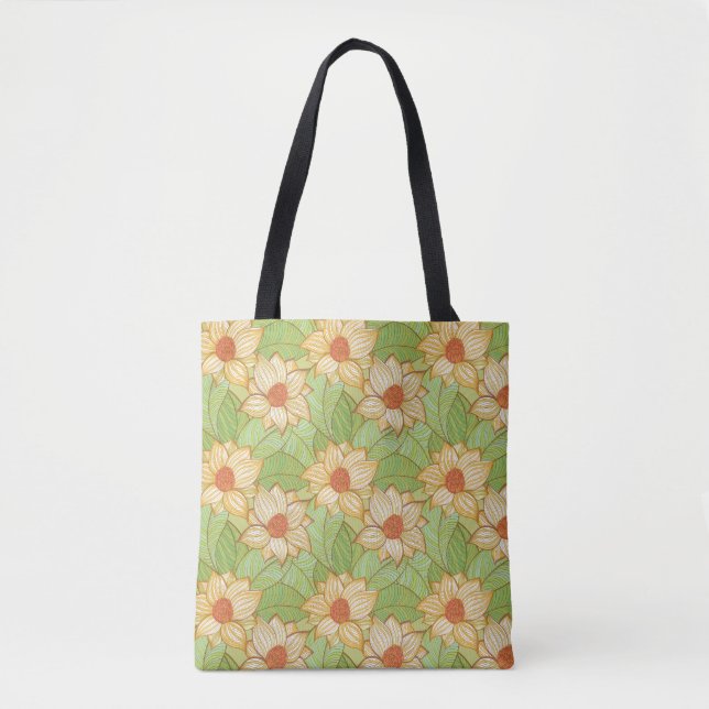 Retro Magnolia Pattern Tote Bag (Front)