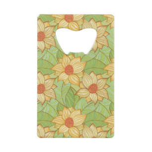 Retro Magnolia Pattern Wallet Bottle Opener