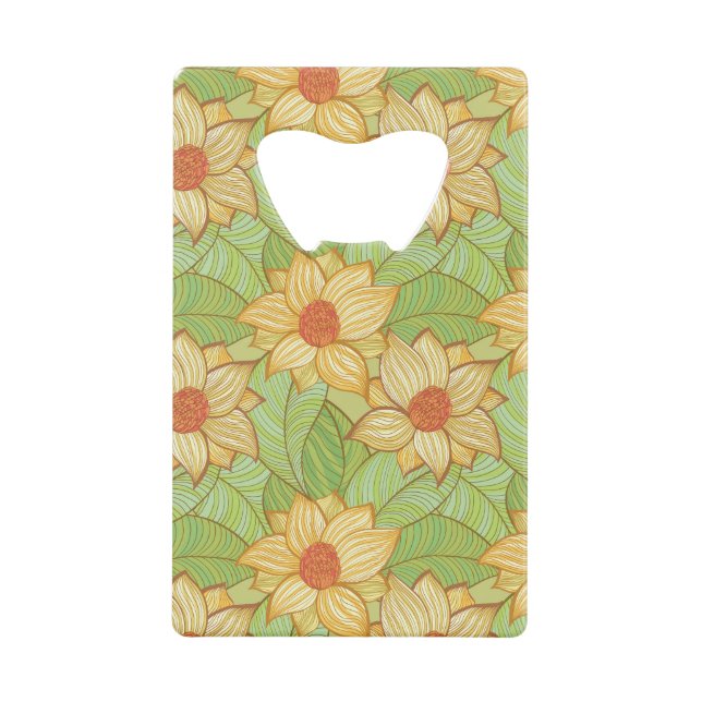 Retro Magnolia Pattern Wallet Bottle Opener (Front)