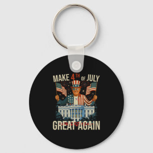 Retro Make 4th Of Jully Great Again President Trum Keychain