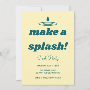 Retro Make a Splash Pool Party Invitation
