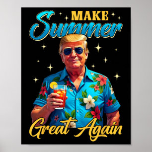 Retro Make Summer Great Again Donald Trump Summer Poster