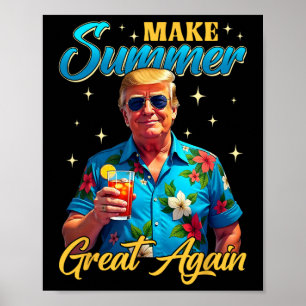 Retro Make Summer Great Again Donald Trump Summer  Poster