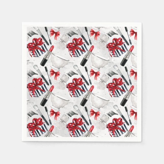 Retro Make Up Girly Trendy Colourful Napkin (Front)