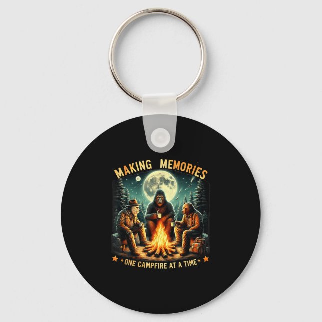 Retro Making Memories One Campfire At A Time Bigfo Keychain (Front)