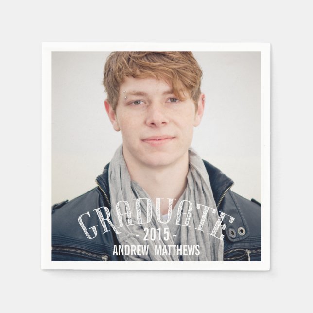 Retro Male Photo 2015 Graduation Paper Napkins (Front)