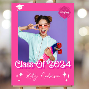 Retro Malibu Pink Doll Graduation Poster 
