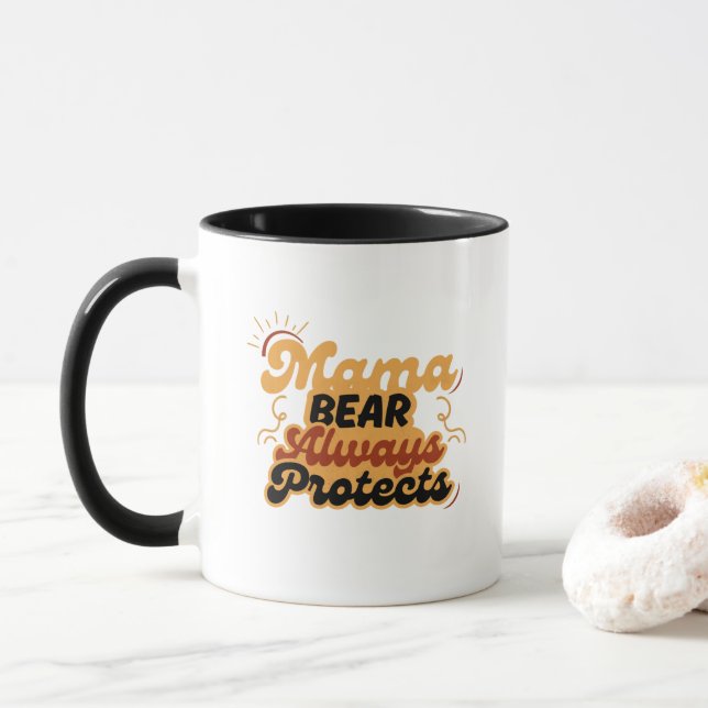 Retro Mama Bear Always Protects Mug (With Donut)