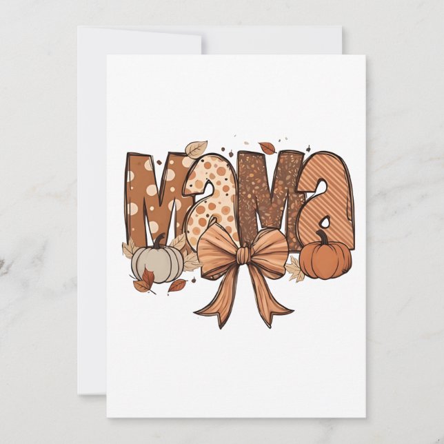 Retro Mama Coquette Bow Fall Autumn Thanksgiving  Invitation (Front)